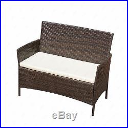 4PC Rattan Wicker Patio Furniture Set Cushioned Sofa & Table Outdoor Garden Lawn