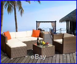 4PC Rattan Wicker Sofa Set Sectional Couch Cushioned Furniture Patio Outdoor