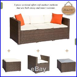 4PC Rattan Wicker Sofa Set Sectional Couch Cushioned Furniture Patio Outdoor