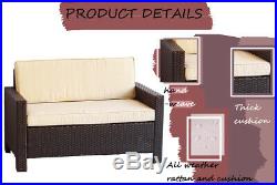 4PC Sofa Set Outdoor Patio Furniture Sectional Brown Rattan Wicker Chair