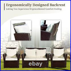 4Pcs PE Wicker Patio Furniture Set Outdoor Rattan Sectional Sofa Chair Table New