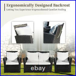 4Pcs Patio PE Wicker Furniture Set Outdoor Rattan Sectional Sofa Chair Table New
