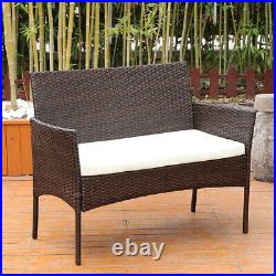 4Pcs Patio Sofa End Table Outdoor Furniture Garden Rattan Sectional Set Brown US