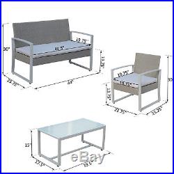 4Pcs Rattan Wicker Patio Furniture Set Garden Lawn Sofa Chair Seat Cushioned