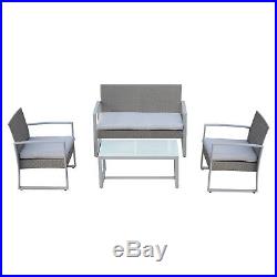 4Pcs Rattan Wicker Patio Furniture Set Garden Lawn Sofa Chair Seat Cushioned