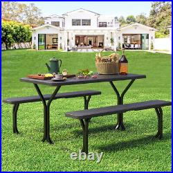 4.5FT Picnic Table Bench Set Steel Frame Outdoor Picnic Party Camp Dining Black