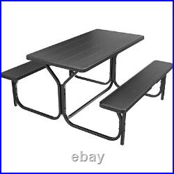 4.5FT Picnic Table Bench Set Steel Frame Outdoor Picnic Party Camp Dining Black