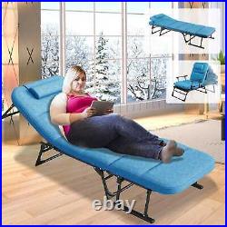 4/5/6 Position Adjustable Cot 3in1 Lounge Chair Bed Recliner & Mattress Pillow