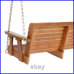 4.7ft Wood Porch Swing Hanging Patio Furniture Garden Bench Seat Deck Courtyard