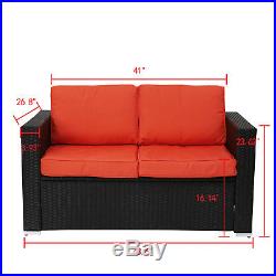 4 PCS Cushioned Sofa Furniture Set Outdoor PE Rattan Garden Lawn Backyard Couch