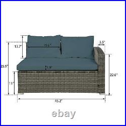4 PCS Outdoor Cushioned PE Rattan Wicker Sectional Sofa Garden Patio Furniture