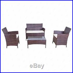 4 PCS Outdoor Patio PE Rattan Wicker Table Shelf Sofa Furniture Set with Cushion