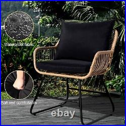 4 PCS Outdoor Patio Rattan Conversation Furniture Set with Table & Cushions