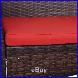 4 PCS Outdoor Patio Rattan Furniture Set Table Shelf Sofa WithRed Cushions NEW