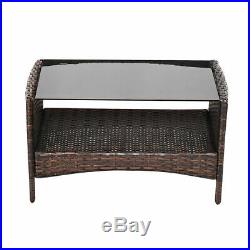4 PCS Outdoor Patio Rattan Furniture Set Table Shelf Sofa With Beige Cushions New