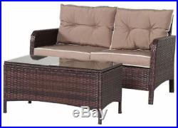4 PCS Outdoor Patio Rattan Wicker Furniture Set Sofa Loveseat With