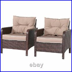 4 PCS Outdoor Patio Rattan Wicker Furniture Set Sofa Loveseat With Cushions