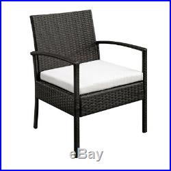 4 PCS Outdoor Patio Rattan Wicker Furniture Set Table Sofa Cushioned Deck Brown
