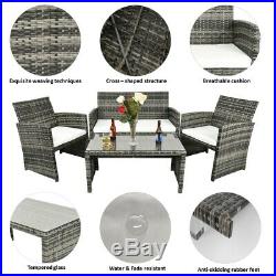 4 PCS Outdoor Patio Sofa Rattan Wicker Sectional Furniture Set Garden Cushioned