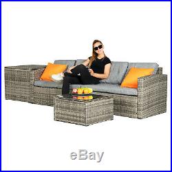 4 PCS Patio Furniture Sectional Sofa Set Rattan Wicker Cushioned Couch Outdoor