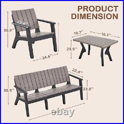 4 PCS Patio Furniture Set Outdoor Conversation Set All Weather Resistant Porch