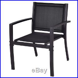 4 PCS Patio Furniture Set Sofa Coffee Table Steel Frame Garden Deck Black