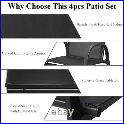 4 PCS Patio Furniture Set Sofa Coffee Table Steel Frame Garden Deck Black New