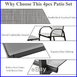 4 PCS Patio Furniture Set Sofa Coffee Table Steel Frame Garden Deck Gray New