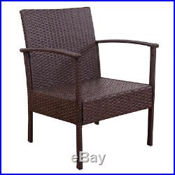 4 PCS Patio Rattan Wicker Furniture Set Loveseat Sofa Cushioned Garden Yard New