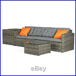 4 PCS Rattan Wicker Sofa Set Sectional Couch Cushioned Furniture Patio Outdoor