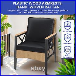 4 PCS Wicker Patio Chair Table Outdoor Waterproof Rattan Sofa Lawn Furniture Set