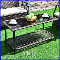 4 PC Furniture Set Outdoor Patio Garden Sectional PE Wicker Rattan Cushion Deck