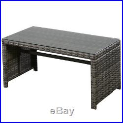 4 PC Wicker Rattan Patio Furniture Set Garden Lawn Sofa Cushioned Seat Mix Gray