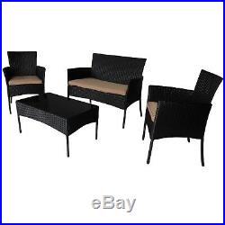 4 PC Wicker Rattan Patio Furniture Set Outdoor Lawn Garden Porch Sectional Seat