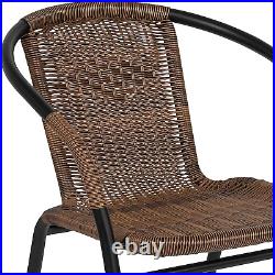 4 Pack Medium Brown Rattan Indoor-Outdoor Restaurant Stack Chair