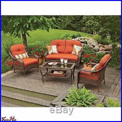 4 Pc Patio Deck Outdoor Resin Wicker Chair Sofa Sectional Furniture Garden Set