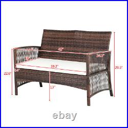 4 Pcs Armrest Hollow Knit Combination Sofa Brown Gradient Furniture Rattan Set