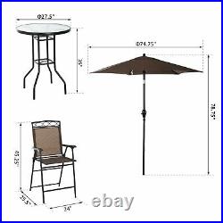 4 Pcs Outdoor Garden Folding Umbrella Table Chair Patio Dining Bistro Set Steel