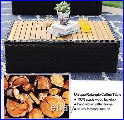 4 Pcs Outdoor Patio Furniture Sets Sectional Sofa Rattan Chair Table Wicker Set