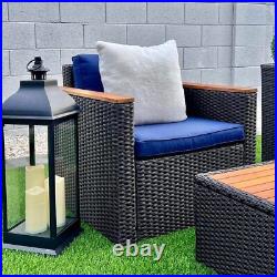 4 Pcs Outdoor Patio Furniture Sets Sectional Sofa Rattan Chair Table Wicker Set