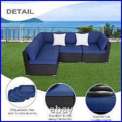 4 Pcs Outdoor Patio Sofa Set Wicker Rattan Sectional Furniture With 2 Pillows