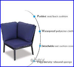 4 Pcs Patio Furniture Set Outdoor Metal Sectional Sofa Conversation Set with Table