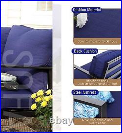 4 Pcs Patio Furniture Set Outdoor Metal Sectional Sofa Conversation Set with Table