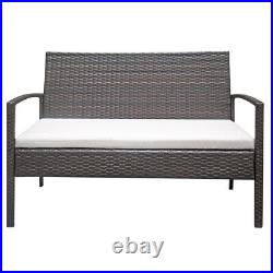 4 Pcs Patio Furniture Set PE Rattan Wicker Sectional Furniture With Beige Cushion