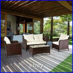 4 Pcs Patio Rattan Wicker Sofa Set Yard Garden Furniture Outdoor Sectional Couch