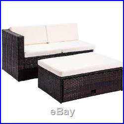 4 Piece Cushioned Outdoor Patio PE Rattan Furniture Set Sectional Garden Sofa