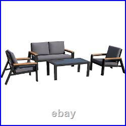 4-Piece Outdoor Aluminum Furniture Set Conversation Sofa Sets with Coffee Table