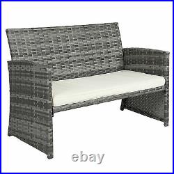4 Piece Outdoor Cushioned Wicker Seat Mix Gray Patio Sofa Furniture Set
