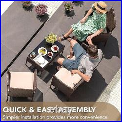 4 Piece Outdoor Patio Furniture Set Rattan Wicker Sofa Chairs with Cushion