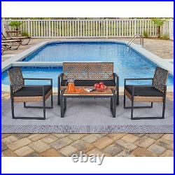 4-Piece Patio Furniture Set Outdoor Balcony Porch Garden Backyard Lawn Furniture